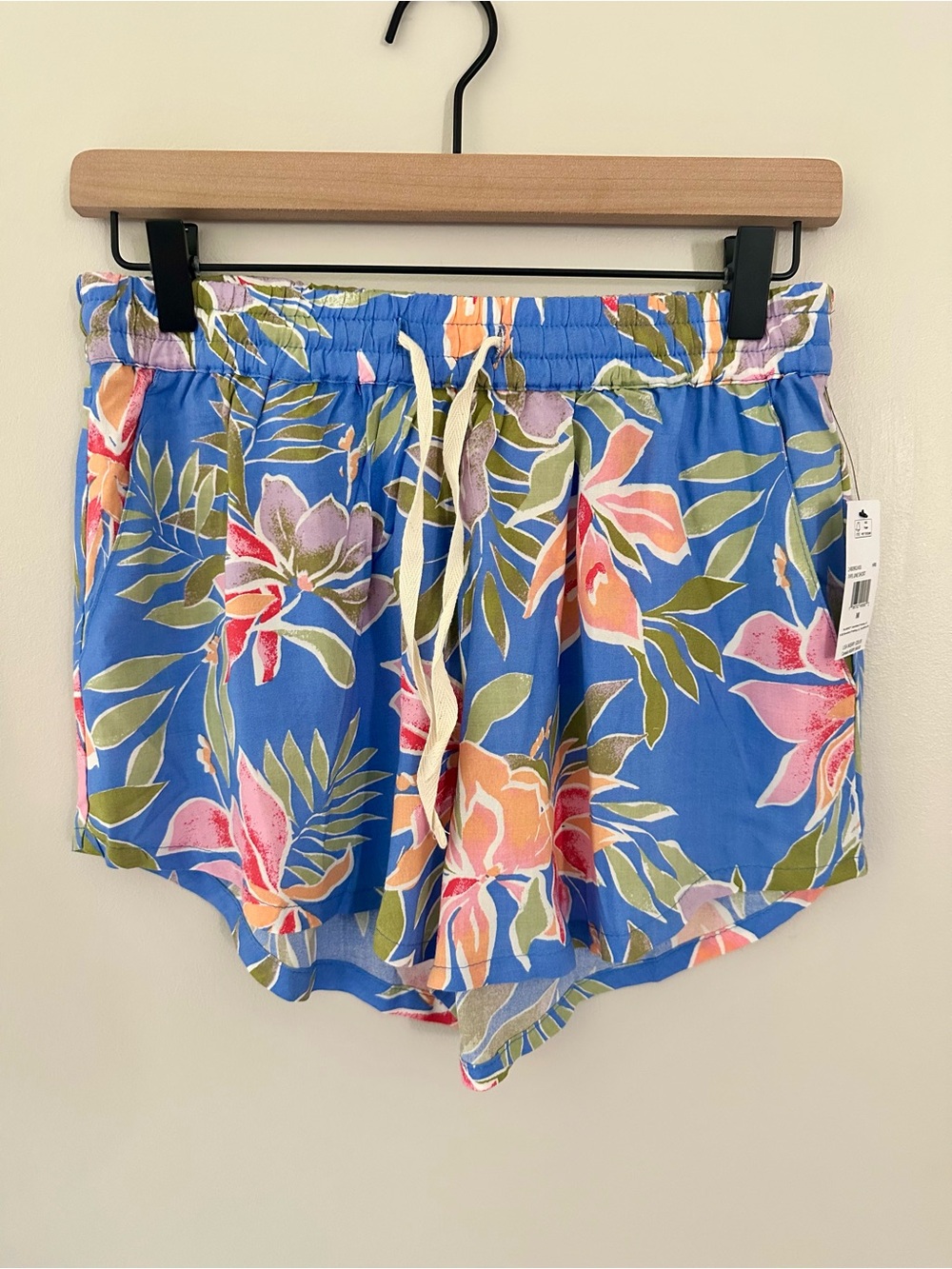 Billabong Blue Tropical Floral pull-on Pipe Line Shorts Sz M New With Tags